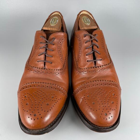 Brooks Brothers Men\'s 10 D Brown Leather Cap Toe Brogue Oxford Dress Shoes EUC main image 8